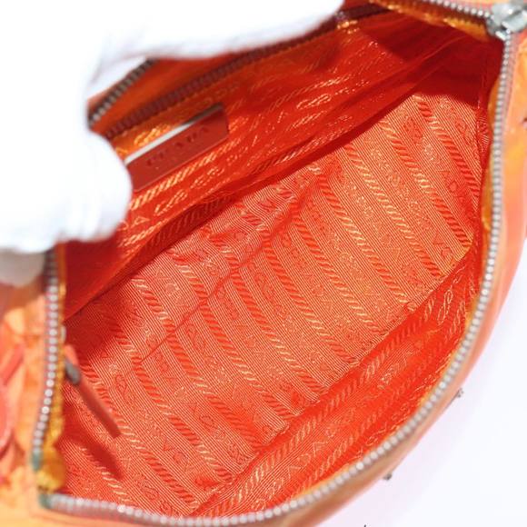 PRADA Shoulder Bag Nylon Orange Silver Auth 89359 - Picture 10 of 16